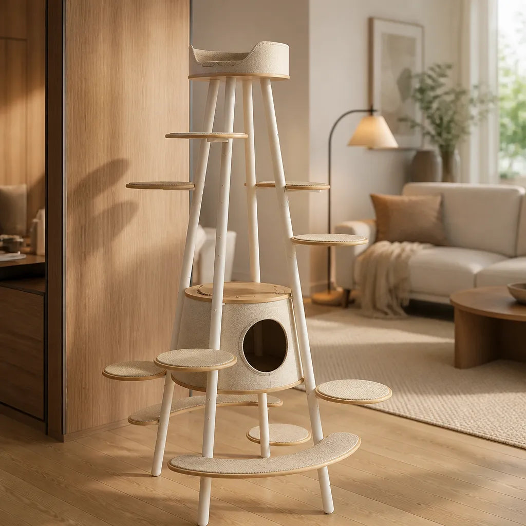 Kattengrot detail Jumping Cat Climbing Frame — sisal bekleding en houten platforms voor katten | Pelveta