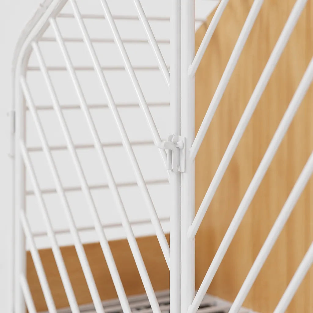 Detailfoto vergrendeling Leaf Dog House hondenbench – wit gepoedercoat metaal