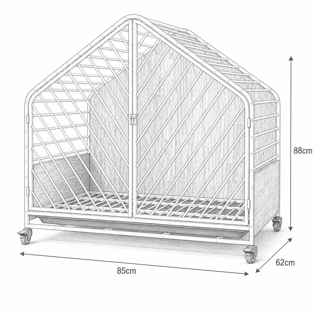 Maattekening Leaf Dog House Small – 85 x 62 x 88 cm hondenbench