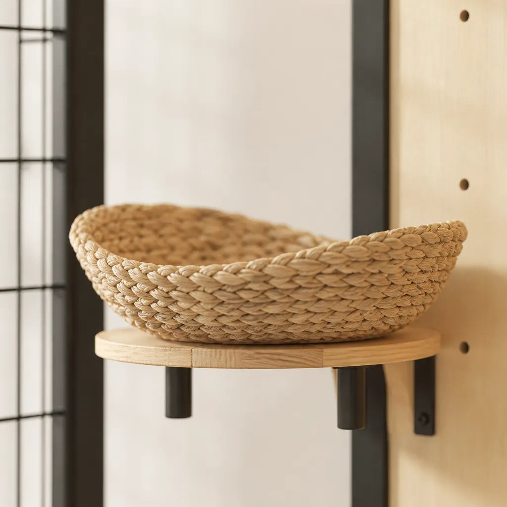 Mercury kattenvilla zwart – detailaanzicht met klimplateaus, houten accessoires en berkenhout interieur